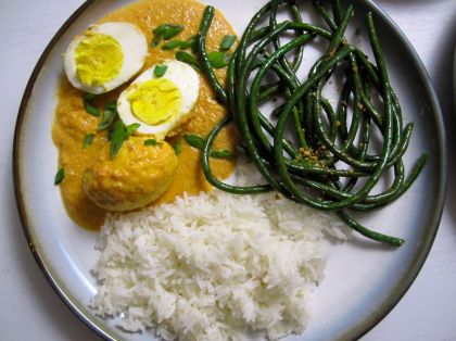 Sambal Goreng Telur (Indonesian Egg Curry) with Chinese Long Beans