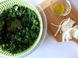 Swiss Chard and Lemon Zest for Chicken Tagine with Chickpeas, Chard, and Dried Figs