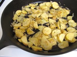 Potatoes, onions, and garlic for the Mediterranean Frittata