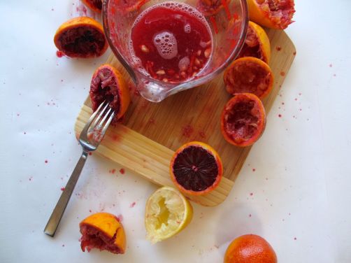 Juicing blood oranges and lemons for Raspberry Blood Orange Bars